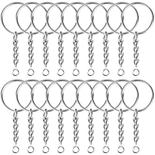 Paxcoo 150Pcs Split Key Chain Rings with Chain and Jump Rings Bulk for Crafts (25mm)