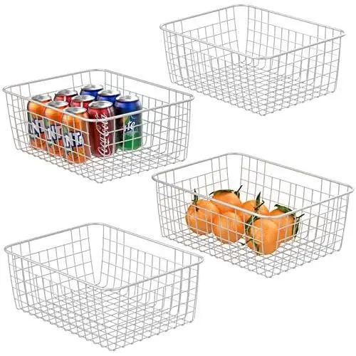Wire Baskets For Storage, iSPECLE Metal Wire Baskets Organizing Bins Storage Baskets with Handles for Kitchen Bedroom Cabinets Pantry Bathroom Laundry Room Closet Garage - 4 Pack Wire Baskets For Storage, iSPECLE Metal Wire Baskets Organizing Bins Storage Baskets with Handles for Kitchen Bedroom Cabinets Pantry Bathroom Laundry Room Closet Garage - 4 Pack