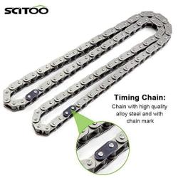 SCITOO TK10120 (96 Links - Single Row) HD Heavy Duty Timing Chain Kit (2 HD Metal Steel Guide Rails & Bolts) COMPATIBLE WITH 85-95 Toyota 2.4L 4Runner Pickup Celica 4-Cylinder 22RE 22REC 22RTEC