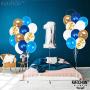 Blue and Gold Balloons Kit - 60 Pack | Gold Confetti Balloons, Navy Balloons and White Balloons | Blue Balloon Arches Kit | Blue Gold Balloons Arch Garland for Graduation Decoration, Birthday Decor
