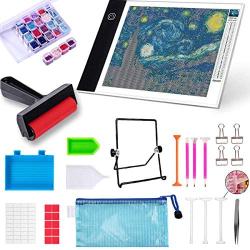 A4 Diamond Painting LED Light Pad Board, Ultrathin & Dimmable USB Power Light Pad Kit, 32 Piece Tool Kit,Perfect for Full Drill & Partial Drill 5D Diamond Painting with Aluminium Alloy Stand and Clips