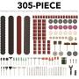 POPULO 305-Piece Rotary Tool Accessories Kit, 1/8-inch Diameter Shanks, Universal Fitment for Easy Cutting, Grinding, Sanding, Sharpening, Carving and Polishing, Storage Case.