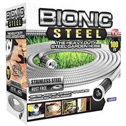 Bionic Steel 100 Foot Garden Hose 30.4 Stainless Steel Metal Water Hose – Super Tough & Flexible, Lightweight, Crush Resistant Aluminum Fittings, Kink & Tangle Free, Rust Proof, Easy to Use & Store