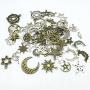 Celestial Mixed Sun Moon Star Charms, JIALEEY Wholesale Bulk Lots Antique Alloy Charms Pendants DIY for Necklace Bracelet Jewelry Making and Crafting, 100g(74PCS)