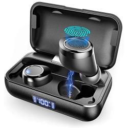 True Wireless Earbuds, VANKYO X200 Bluetooth 5.0 Earbuds in-Ear TWS Stereo Headphones with Smart LED Display Charging Case IPX8 Waterproof 120H Playtime Built-in Mic with Deep Bass for Sports Work