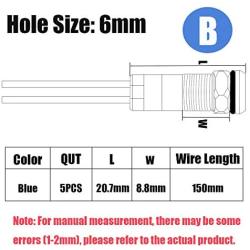 smseace 5PCS Blue DC/AC12V-24V Energy Saving 1/4‘’ Indicator Light Mounting Hole 6mm with 150mm Cable Length Metal Waterproof LED Indicator Light DQ-6P-B-12