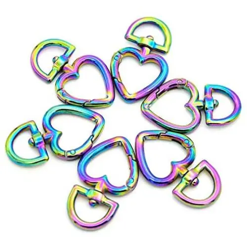 MELORDY Rainbow Heart Metal Buckles for Bag Handbag Strap Clasp Keyring Dog Chain Swivel Trigger Clips Snap Hook DIY Leather Craft (6PCS) MELORDY Rainbow Heart Metal Buckles for Bag Handbag Strap Clasp Keyring Dog Chain Swivel Trigger Clips Snap Hook DIY Leather Craft (6PCS)