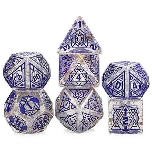 DNDND Giant DND Dice Set,7 PCS Translucent Polyhedral D&D Dice Set with Gift Metal Box for Dungeons and Dragons DND Rolling and Table Games (Translucent with Purple Number) DNDND Giant DND Dice Set,7 PCS Translucent Polyhedral D&D Dice Set with Gift Metal Box for Dungeons and Dragons DND Rolling and Table Games (Translucent with Purple Number)