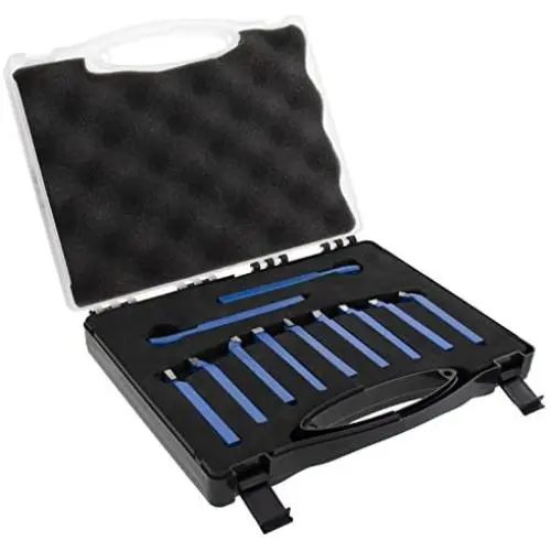 Erie Tools 11 Piece 5/16'' Metal Lathe Cutter Set with Carbide Tipped for Turning, Boring, and Chamfering Erie Tools 11 Piece 5/16'' Metal Lathe Cutter Set with Carbide Tipped for Turning, Boring, and Chamfering