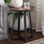 Walker Edison Anastasia Modern Metal Wrap X Base Accent Table, 18 Inch, Dark Walnut