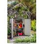 Keter Premier Tall Resin Outdoor Storage Shed with Shelving Brackets for Patio Furniture, Pool Accessories, and Bikes, Grey & Black