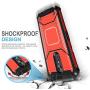 TJS Phone Case Compatible with LG Stylo 4 2018/Stylo 4 Plus/Q Stylus/Q Stylus Plus/Q Stylus Alpha, [Full Coverage Tempered Glass Screen Protector] Aluminum Magnetic Support Metal Plate Back (Red)