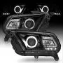 AmeriLite for 2010-2014 Ford Mustang Halogen Model Black Xtreme LED Halo Projector Replacement Headlights Pair - Passenger and Driver Side AmeriLite for 2010-2014 Ford Mustang Halogen Model Black Xtreme LED Halo Projector Replacement Headlights Pair - Passenger and Driver Side