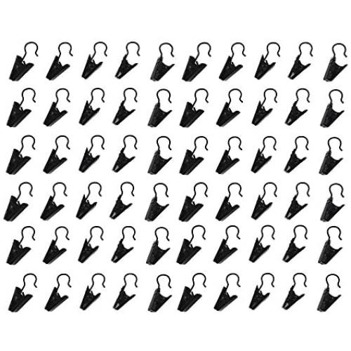 yueton 60pcs Black Metal Hook Clips Hanging Curtain Clip Hanger