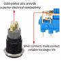 ESUPPORT 19mm 12V 5A Car Blue LED Light Angel Eye Metal Push Button Toggle Switch Socket Plug Latching Black Shell