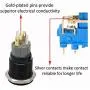 ESUPPORT 19mm 12V 5A Car Red LED Light Angel Eye Metal Push Button Toggle Switch Socket Plug Latching Black Shell