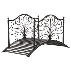 Outsunny 4’ Metal Arched Backyard Decorative Garden Bridge - Black Bronze