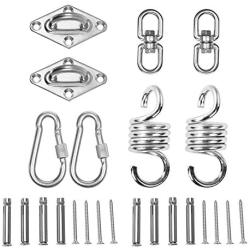 TEANTECH Heavy Duty Stainless Steel 304 Swing Hangers Kits 800LB Capacity with 360°Rotation 8 Screws for Wooden Sets Tire Swing Chair Seat Trapeze Yoga Hammock Chair Sandbag, 2 Set