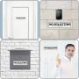 No Soliciting Sign - Self Adhesive Indoor/Outdoor Aluminum Sign - Medium Size 2'' x 7'' White with Black Letters for House Business - Easy Installation (2 Pack)