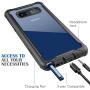 Samsung Galaxy Note 8 Cell Phone Case - Ultra Thin Clear Cover with Built-in Anti-Scratch Screen Protector, Full Body Protective Shock Drop Proof Impact Resist Extreme Durable Case, Black/Grey
