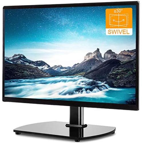 Universal Swivel Table top TV Stand with Mount for 27 30 32 37 40 42 47 50 55 LCD LED Plasma Flat Screens, Height Adjustable TV Base Replacement,Tempered Glass Base,Holds up to 88lbs