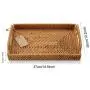 DECRAFTS Hand-Woven Rattan Rectangular Serving Tray with Handles for Breakfast, Drinks, Snack for Coffee Table (14.5x10.2x1.4inches)