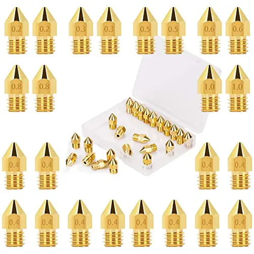 LUTER 24PCS Extruder Nozzles 3D Printer Nozzles for MK8 0.2mm, 0.3mm, 0.4mm, 0.5mm, 0.6mm, 0.8mm, 1.0mm with Free Storage Box for Makerbot Creality CR-10 Ender 3 5 LUTER 24PCS Extruder Nozzles 3D Printer Nozzles for MK8 0.2mm, 0.3mm, 0.4mm, 0.5mm, 0.6mm, 0.8mm, 1.0mm with Free Storage Box for Makerbot Creality CR-10 Ender 3 5