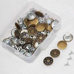 Replacement Jeans Buttons Set - 17mm No-Sew Nailless Removable Metal Jeans Buttons Fits to Any The Cowboy Clothing Jackets Pants Bags,with Storage Box (Set of 50)