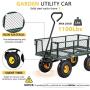 VIVOHOME Heavy Duty 1100 Lbs Capacity Mesh Steel Garden Cart Folding Utility Wagon with Removable Sides and 10 Inch Wheels (Green)