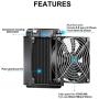 Clyxgs Water Cooling Radiator, 8 Pipe Aluminum Heat Exchanger Radiator with Fan for PC CPU Computer Water Cool System DC12V 80mm