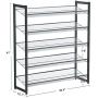SONGMICS Shoe Rack, 5-Tier Stackable Shoe Storage Shelf, Metal Mesh, Flat or Angled Shoe Organizer for 20 to 25 Pairs of Shoes, Short Boots, High Heels, Cool Gray ULMR05GB