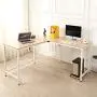 DlandHome L-Shaped Computer Desk 59 inches x 59 inches, Composite Wood and Metal, Home Office PC Laptop Study Workstation Corner Table with CPU Stand, Maple and White Legs, ZJ02-OW DlandHome L-Shaped Computer Desk 59 inches x 59 inches, Composite Wood and Metal, Home Office PC Laptop Study Workstation Corner Table with CPU Stand, Maple and White Legs, ZJ02-OW