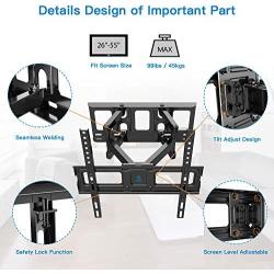 TV Wall Mount Bracket Full Motion Dual Swivel Articulating Arms Extension Tilt Rotation, Fits Most 26-55 Inch LED, LCD, OLED Flat&Curved TVs, Max VESA 400x400mm and Holds up to 99lbs by Pipishell