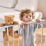 Cumbor 46” Auto Close Safety Baby Gate, Extra Tall and Wide Child Gate, Easy Walk Thru Durability Dog Gate for The House, Stairs, Doorways. Includes 4 Wall Cups, 2.75-Inch and 8.25-Inch Extension