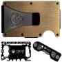 Armour Supply Co. RFID Blocking Wallet For Men With Money Clip, Multitool & Key Holder (Brass)