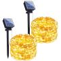 Outdoor Solar String Lights, 2 Pack 33Feet 100 Led Solar Powered Fairy Lights with 8 Lighting Modes Waterproof Decoration Copper Wire Lights for Patio Yard Trees Christmas Wedding Party (Warm White) Outdoor Solar String Lights, 2 Pack 33Feet 100 Led Solar Powered Fairy Lights with 8 Lighting Modes Waterproof Decoration Copper Wire Lights for Patio Yard Trees Christmas Wedding Party (Warm White)