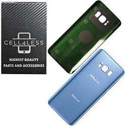 CELL4LESS Replacement Back Glass Cover Back Battery Door w/Pre-Installed Adhesive Samsung Galaxy S8 OEM - All Models G950 All Carriers- 2 Logo - OEM Replacement (Coral Blue)