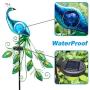 CHINLY Garden Decorations Outdoor, Metal Peacock Decor Solar Garden Lights Stake Waterproof for Patio Yard Pathway (Crystal Lampshade)