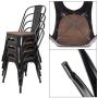 JUMMICO Metal Dining Chair Stackable Industrial Vintage Kitchen Chairs Indoor-Outdoor Bistro Cafe Side Chairs with Back and Wooden Seat Set of 4 (Gold Black)