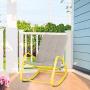 PHI VILLA Outdoor Patio Metal Rocking Chair, Padded Modern Rocker Chairs with Cushion, Support 301lbs for Porch, Deck, Balcony or Indoor Use (1PCS, Yellow)