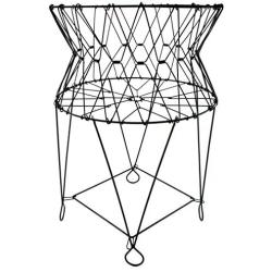 AuldHome Vintage Laundry Basket (Black), French Country DECORATIVE Wire Folding Laundry Hamper