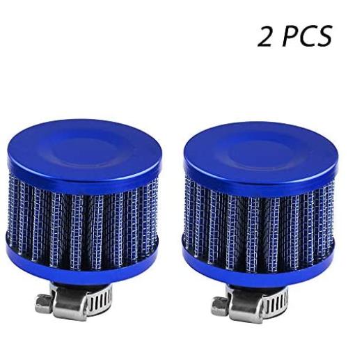 2Pack 12mm Mini Red Universal Car Motor Cone Cold Clean Air Intake Filter Turbo Vent Breather for car and Motorcycle (Blue)