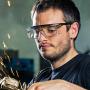 NoCry Over-Glasses Safety Glasses - with Clear Anti-Scratch Wraparound Lenses, Adjustable Arms, Side Shields, UV400 Protection, ANSI Z87 & OSHA Certified (Black & Red)