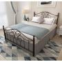Vintage Sturdy Queen Size Metal Bed Frame with Headboard and Footboard Basic Bed Frame No Box Spring Needed ,Queen, Antique Brown.