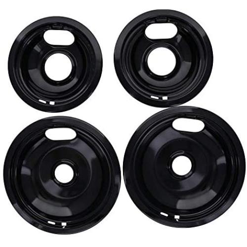 Kitchen Basics 101 Porcelain Drip Pan Set Replacement for Whirlpool W10288051 : 2 ea 6” 93169204b and 8'' 93169205b