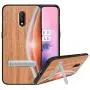 HHDY Compatible with Oneplus 6t Case, Moon Design with Metal Kickstand Anti-Fingerprint Protective Phone Case Cover for Oneplus 7