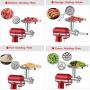 Metal Food Grinder Attachment for KitchenAid Stand Mixers， Meat Grinder Kitchen Aid Asseccories for KitchenAid，Includes 3 Sausage Stuffer Tubes, 5 Grinding Plates，Silver