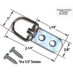 Heavy Duty D-Ring Picture Hangers - 50 Pack - 2 Hole with Screws - Picture Hang Solutions