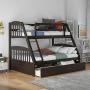 Merax Solid Wood Twin Over Full Bunk Bed with Two Storage Drawers (Espresso)