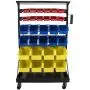 Erie Tools TLPB04 60 Parts Bin Storage Shelving with Locking Wheels for Shop Garage or Home Storage